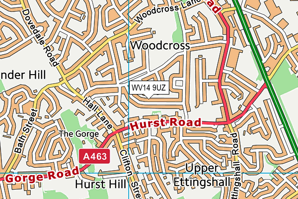 WV14 9UZ map - OS VectorMap District (Ordnance Survey)