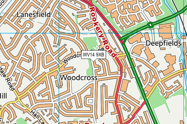 WV14 9XB map - OS VectorMap District (Ordnance Survey)