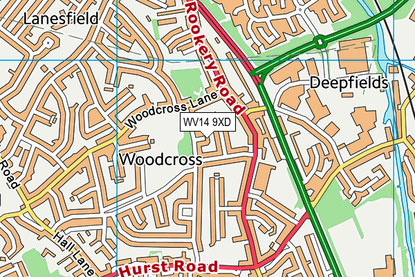 WV14 9XD map - OS VectorMap District (Ordnance Survey)