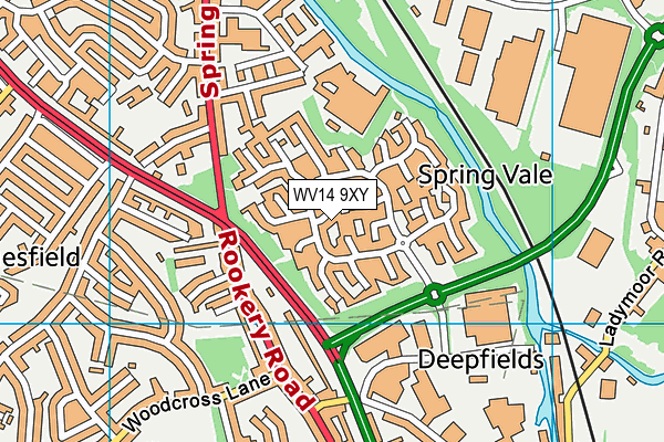 WV14 9XY map - OS VectorMap District (Ordnance Survey)