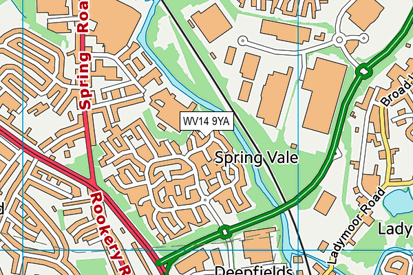 WV14 9YA map - OS VectorMap District (Ordnance Survey)