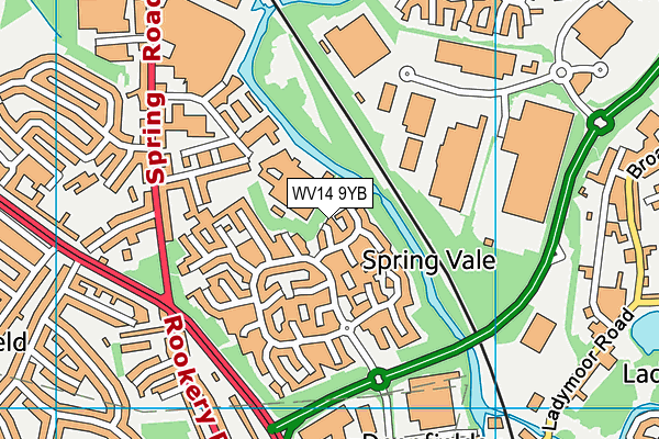 WV14 9YB map - OS VectorMap District (Ordnance Survey)