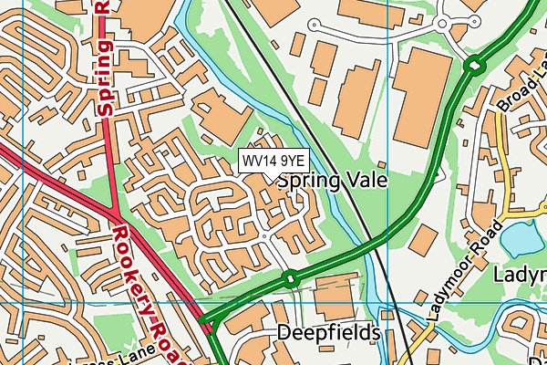 WV14 9YE map - OS VectorMap District (Ordnance Survey)