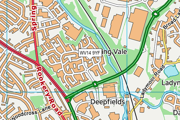 WV14 9YF map - OS VectorMap District (Ordnance Survey)