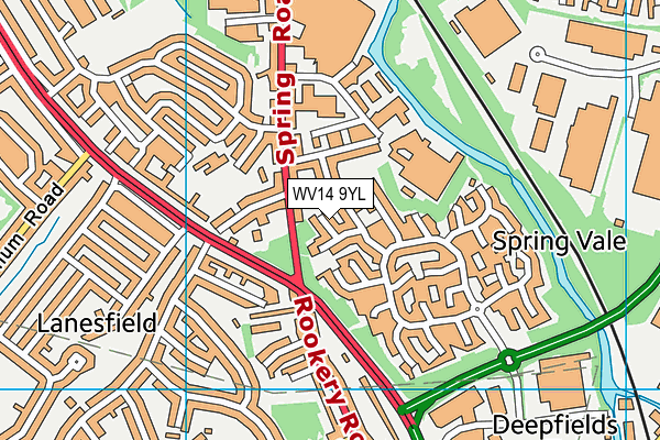 WV14 9YL map - OS VectorMap District (Ordnance Survey)