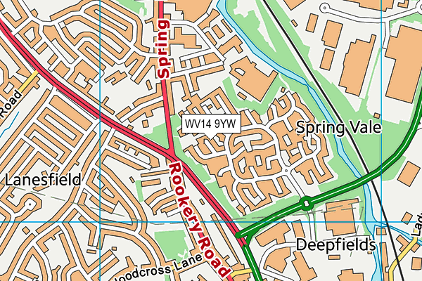 WV14 9YW map - OS VectorMap District (Ordnance Survey)