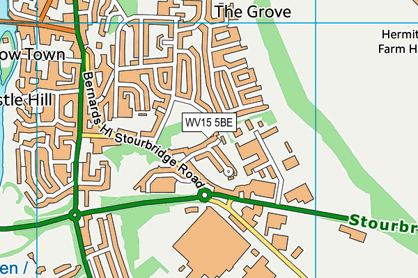 WV15 5BE map - OS VectorMap District (Ordnance Survey)