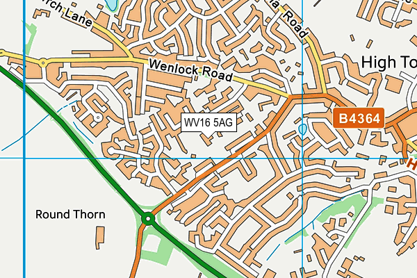 WV16 5AG map - OS VectorMap District (Ordnance Survey)