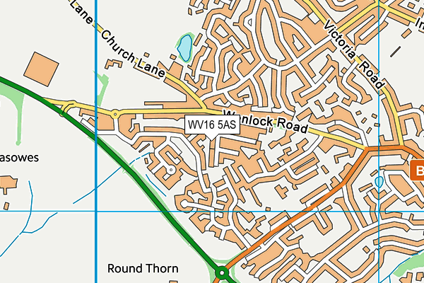 WV16 5AS map - OS VectorMap District (Ordnance Survey)