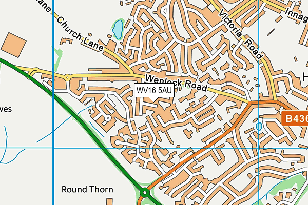 WV16 5AU map - OS VectorMap District (Ordnance Survey)
