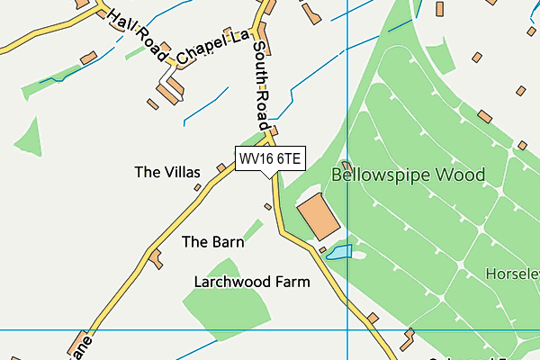 WV16 6TE map - OS VectorMap District (Ordnance Survey)