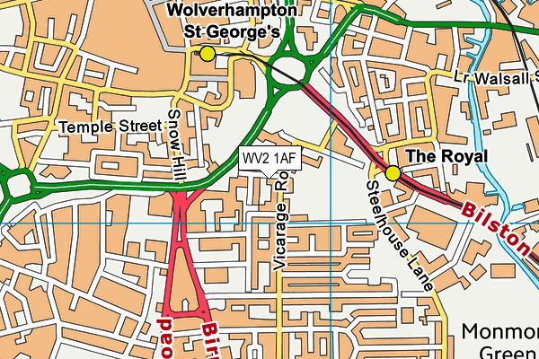 WV2 1AF map - OS VectorMap District (Ordnance Survey)