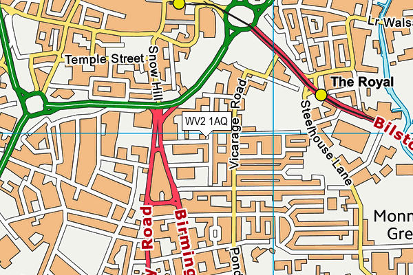 WV2 1AQ map - OS VectorMap District (Ordnance Survey)