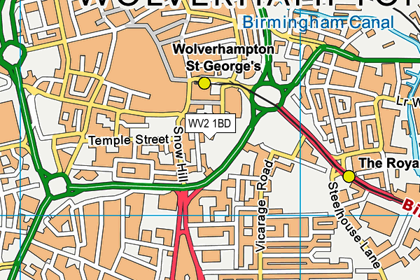 WV2 1BD map - OS VectorMap District (Ordnance Survey)