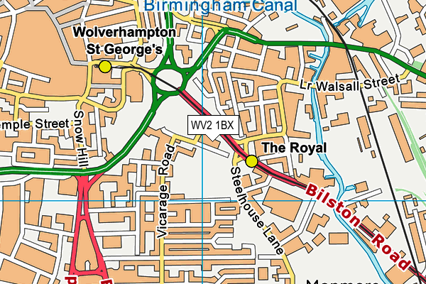 WV2 1BX map - OS VectorMap District (Ordnance Survey)