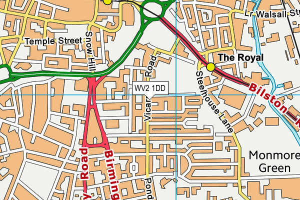 WV2 1DD map - OS VectorMap District (Ordnance Survey)