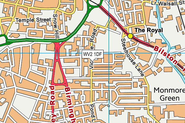 WV2 1DF map - OS VectorMap District (Ordnance Survey)