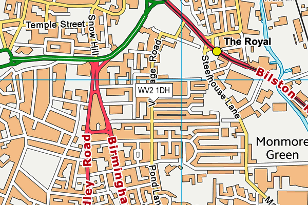 WV2 1DH map - OS VectorMap District (Ordnance Survey)