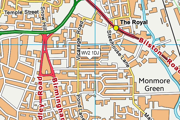 WV2 1DJ map - OS VectorMap District (Ordnance Survey)