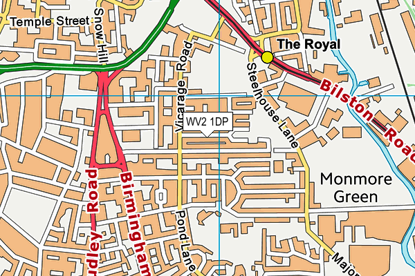 WV2 1DP map - OS VectorMap District (Ordnance Survey)