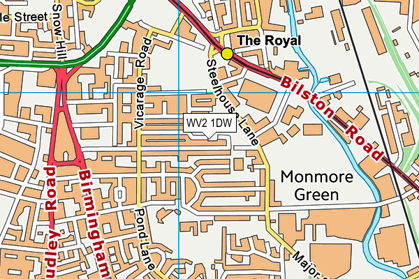 WV2 1DW map - OS VectorMap District (Ordnance Survey)