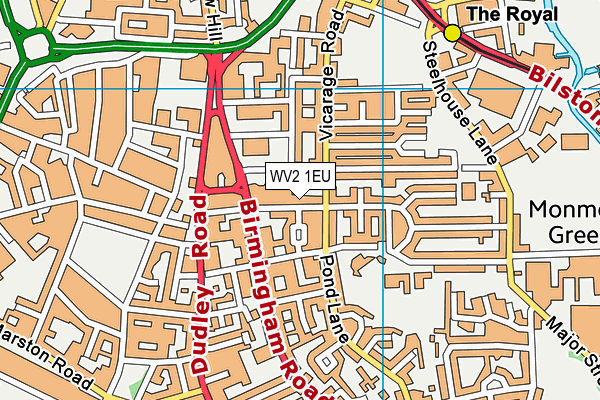 WV2 1EU map - OS VectorMap District (Ordnance Survey)