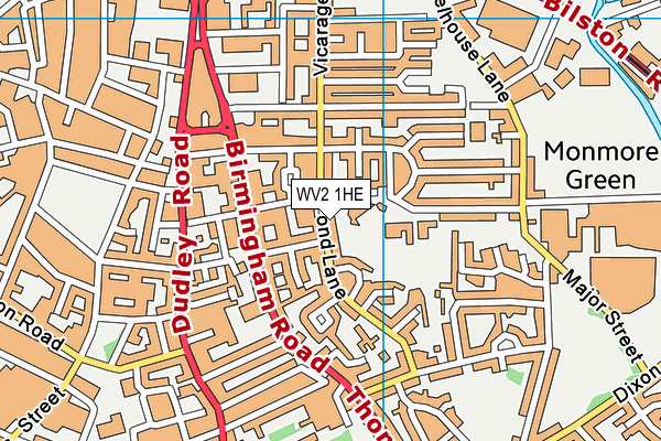 WV2 1HE map - OS VectorMap District (Ordnance Survey)