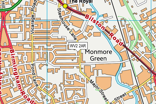 WV2 2AR map - OS VectorMap District (Ordnance Survey)