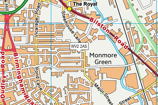 WV2 2AS map - OS VectorMap District (Ordnance Survey)