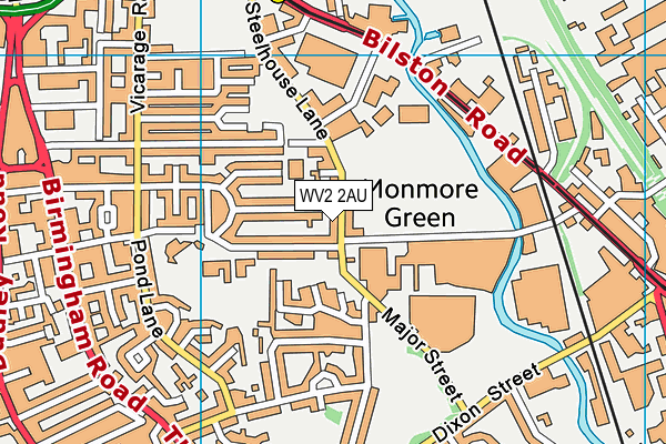 WV2 2AU map - OS VectorMap District (Ordnance Survey)