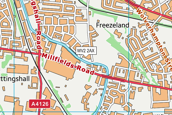 WV2 2AX map - OS VectorMap District (Ordnance Survey)