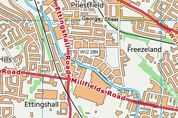 WV2 2BN map - OS VectorMap District (Ordnance Survey)