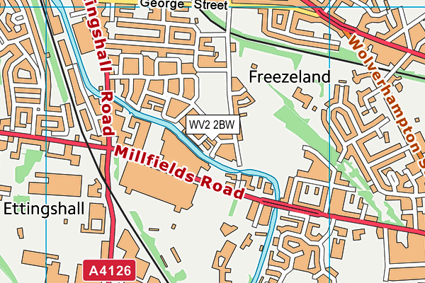 WV2 2BW map - OS VectorMap District (Ordnance Survey)