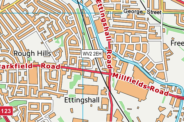 WV2 2EH map - OS VectorMap District (Ordnance Survey)