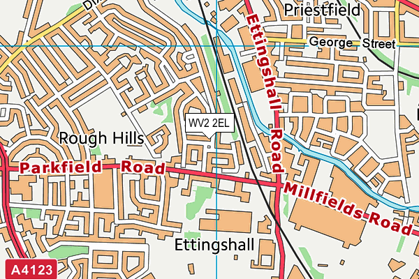 WV2 2EL map - OS VectorMap District (Ordnance Survey)