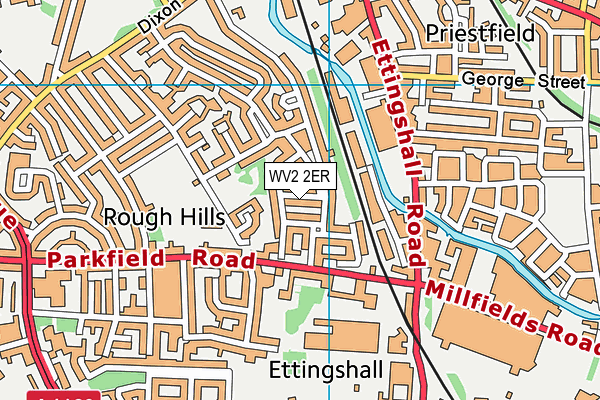 WV2 2ER map - OS VectorMap District (Ordnance Survey)