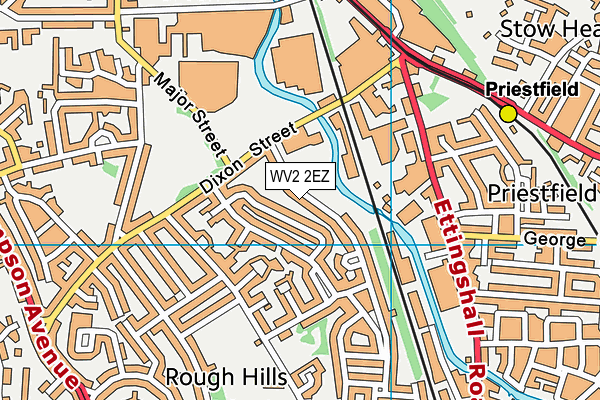 WV2 2EZ map - OS VectorMap District (Ordnance Survey)