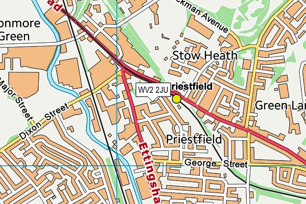 WV2 2JU map - OS VectorMap District (Ordnance Survey)