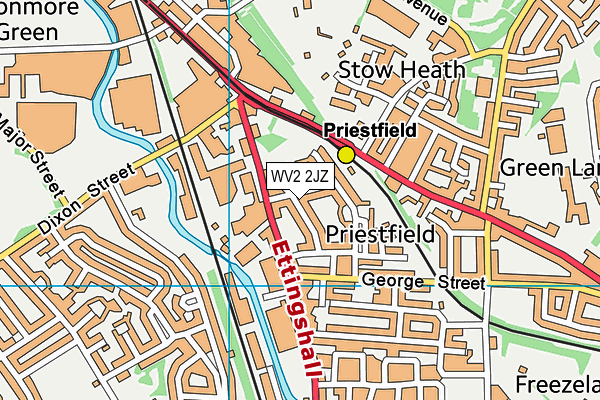 WV2 2JZ map - OS VectorMap District (Ordnance Survey)