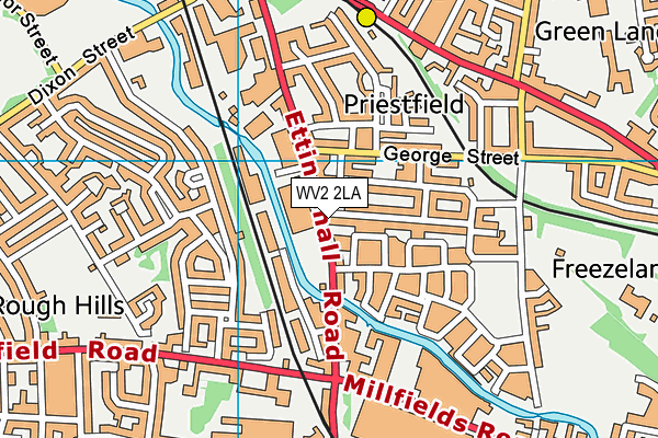 WV2 2LA map - OS VectorMap District (Ordnance Survey)