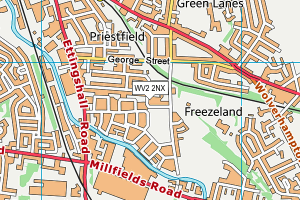 WV2 2NX map - OS VectorMap District (Ordnance Survey)