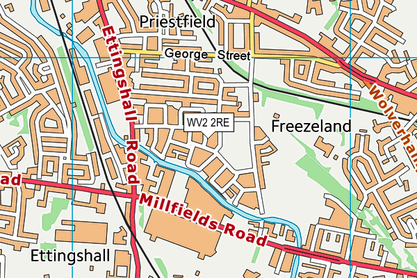 WV2 2RE map - OS VectorMap District (Ordnance Survey)