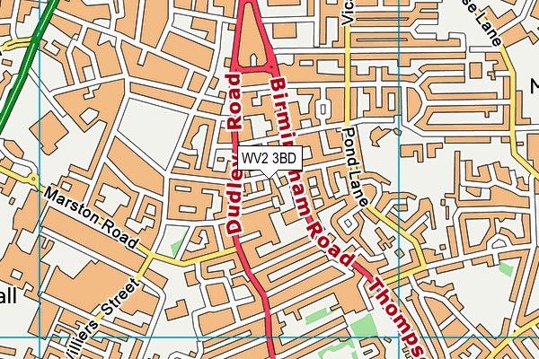 WV2 3BD map - OS VectorMap District (Ordnance Survey)