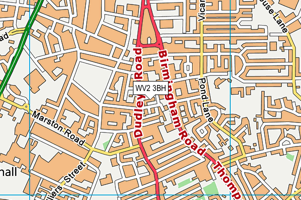 WV2 3BH map - OS VectorMap District (Ordnance Survey)