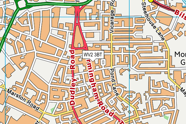 WV2 3BT map - OS VectorMap District (Ordnance Survey)