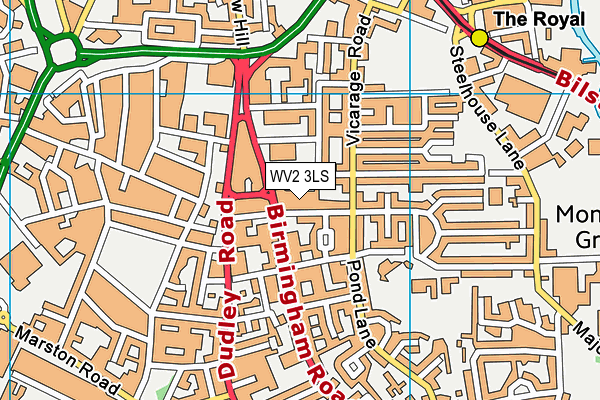 WV2 3LS map - OS VectorMap District (Ordnance Survey)