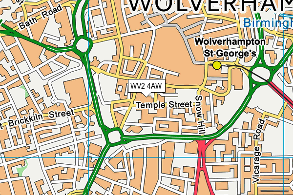 WV2 4AW map - OS VectorMap District (Ordnance Survey)