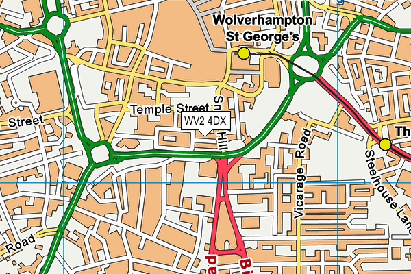 WV2 4DX map - OS VectorMap District (Ordnance Survey)