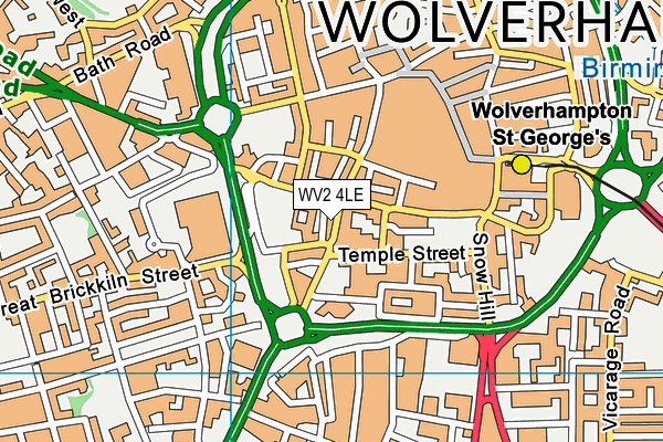 WV2 4LE map - OS VectorMap District (Ordnance Survey)