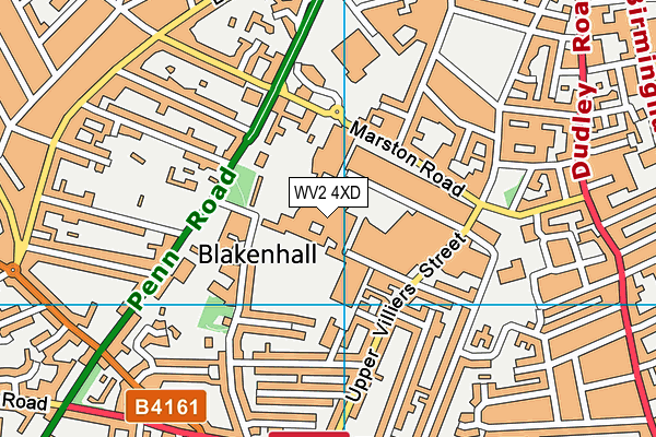 WV2 4XD map - OS VectorMap District (Ordnance Survey)